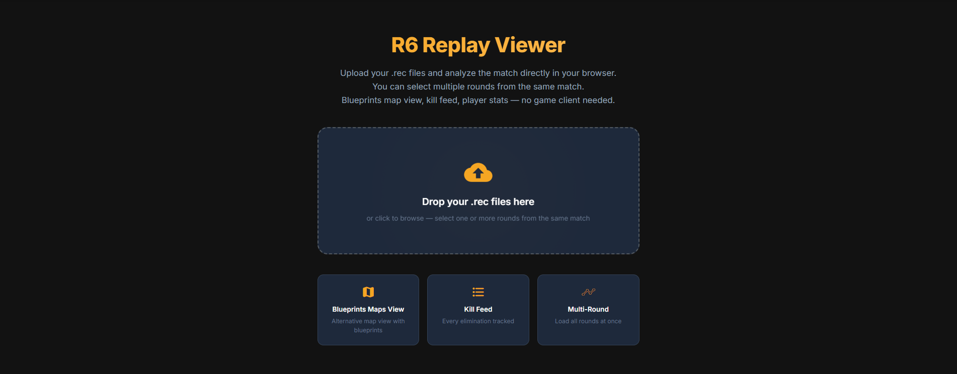 Upload .rec files to the R6 Replay Viewer